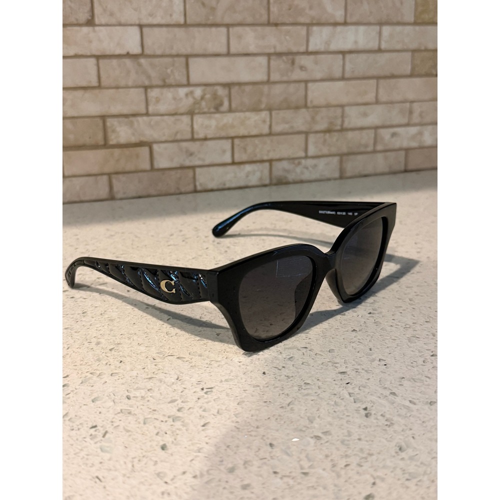 Coach Sunglasses Womens Black Quilted Square Frame UV Protection Authentic CAD18